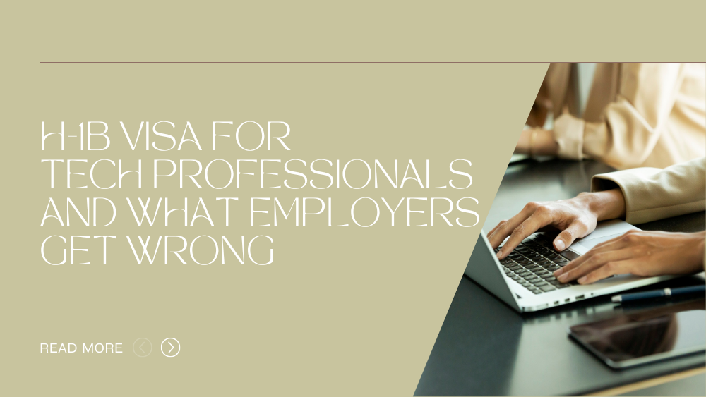H-1B visa for tech professionals blog post header showing a professional working on a laptop