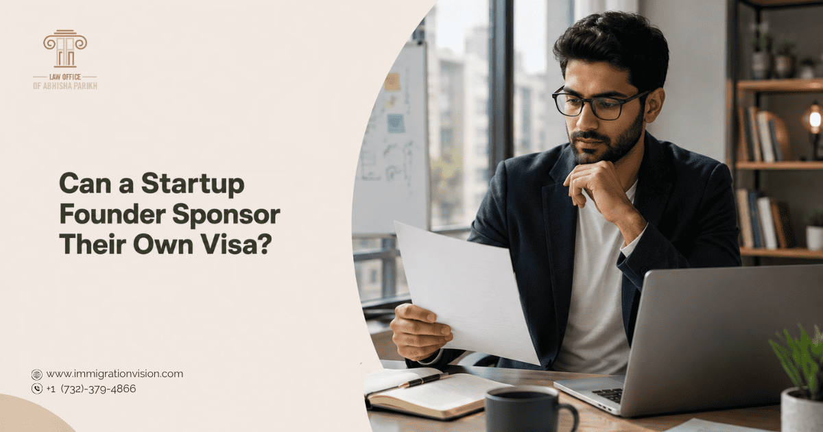 Startup founder visa documents — incorporation papers, passport and laptop on a desk