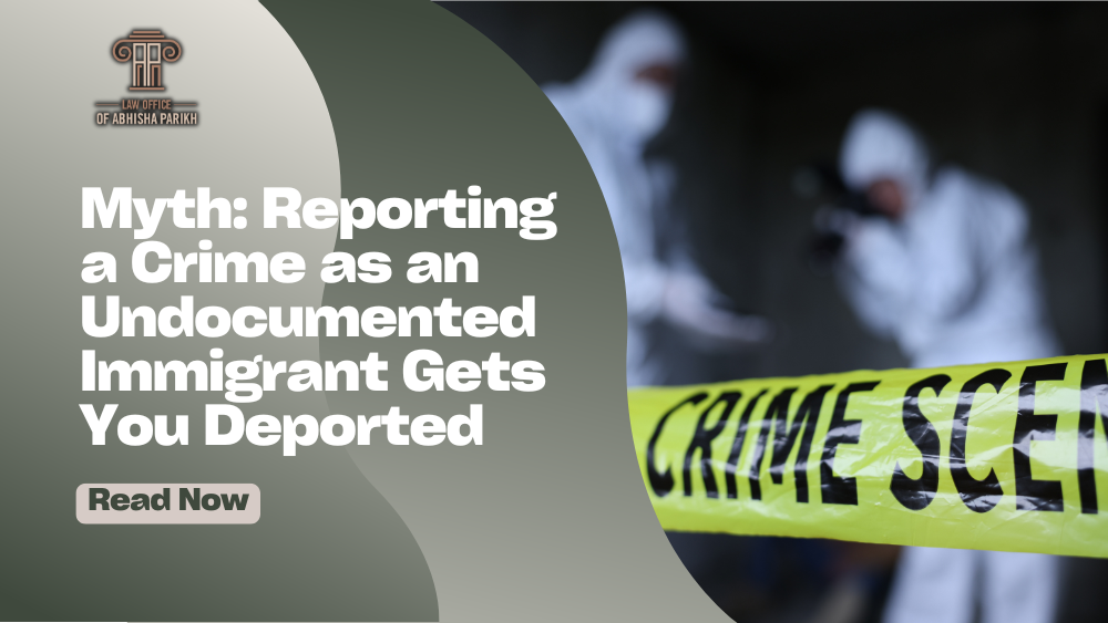 Undocumented immigrant crime reporting graphic addressing the myth that reporting a crime automatically leads to deportation.